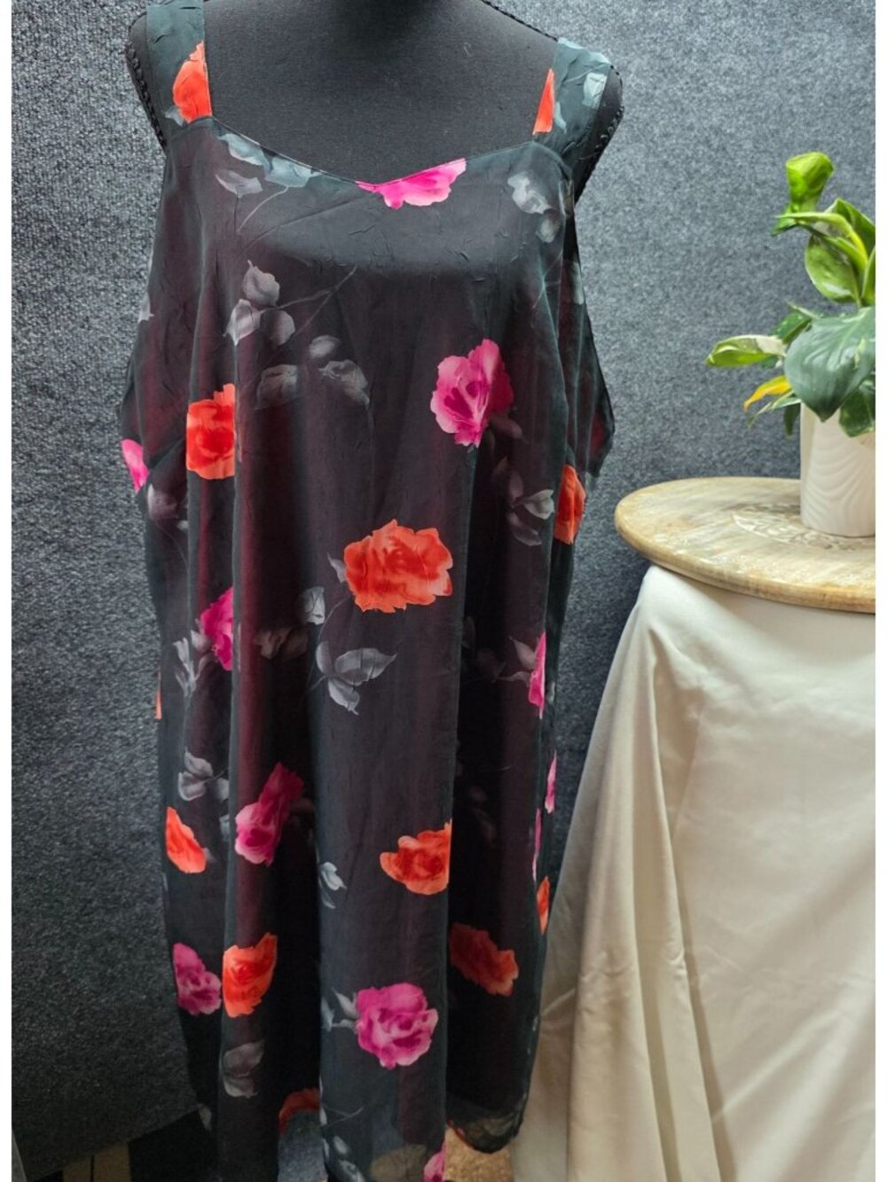 Mlle Gabrielle Floral Shift Dress 22 Black Feminine Vamp Goth Evening Romantic